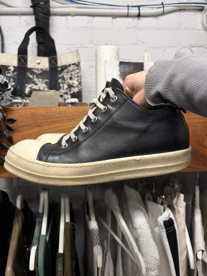 Rick Owens ‘Ramones’ Black Leather Low Top Sneakers