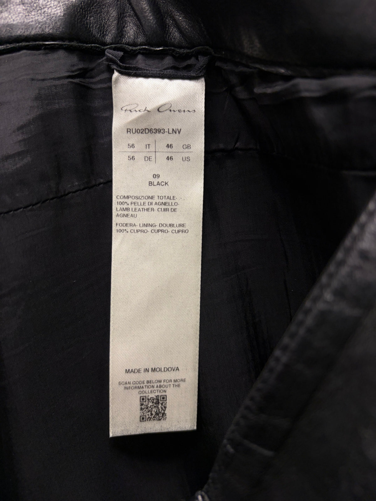 AW2024 Rick Owens ‘Porterville’ Black Lambskin Skinny Leather Pants