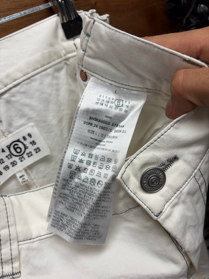 2024 Maison Margiela ‘Double Knee’ White Straight Leg Cargo Denim