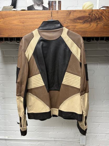 SS2004 Dolce & Gabbana Sheepskin Leather Brown Panelled Leather Jacket