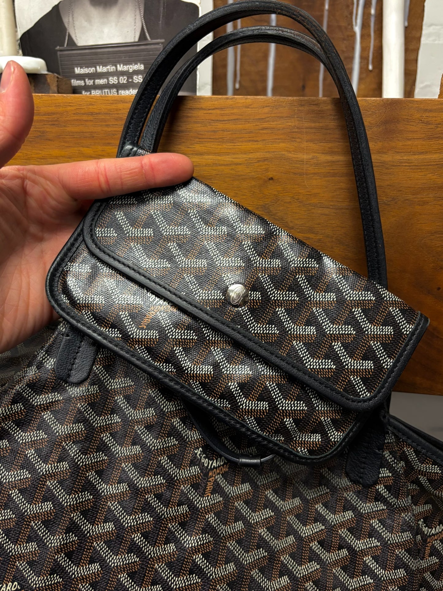 Goyard ‘Saint Louis GM’ Black Leather Tote Bag