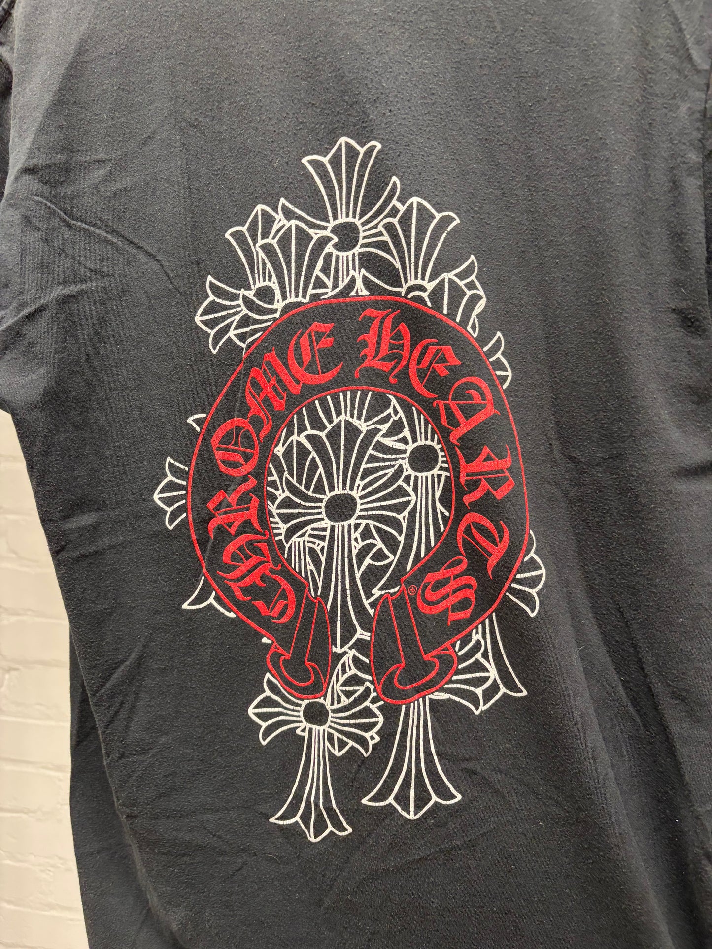 Chrome Hearts Cemetery Cross Back Red/Black Logo T-Shirt