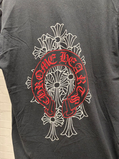 Chrome Hearts Cemetery Cross Back Red/Black Logo T-Shirt