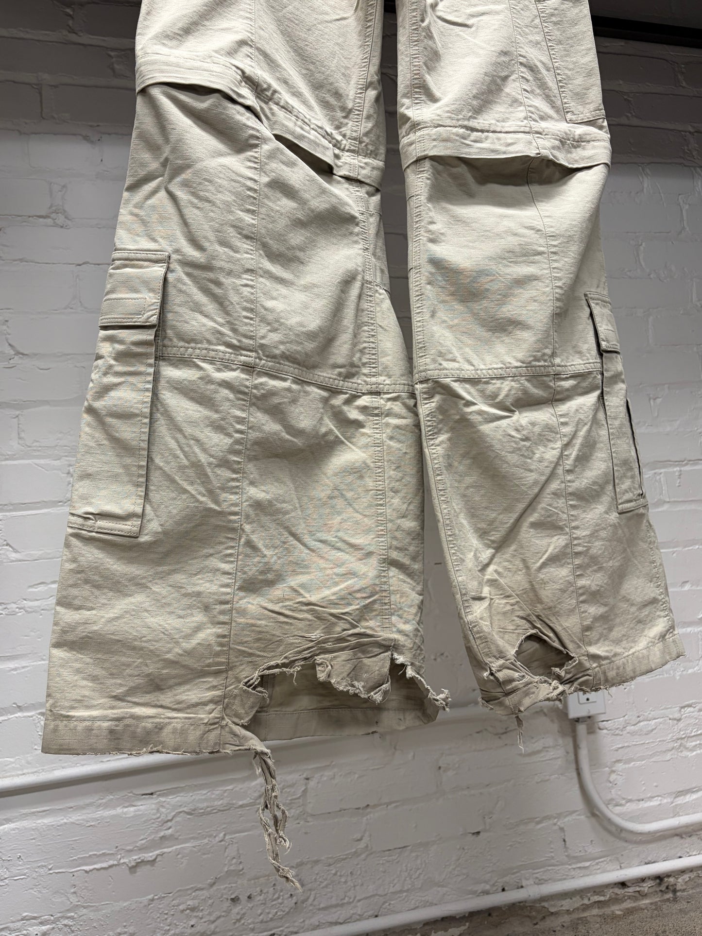 2023 Balenciaga Tan Ripstop ‘Convertible’ Flared Leg Cargo Pants