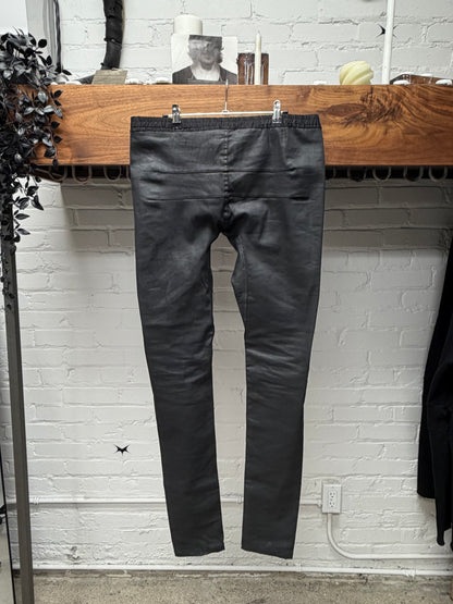 AW2013 Rick Owens ‘Plinth’ Waxed Black Skinny Layer Pants