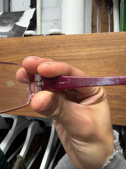 Versace Pink/Silver ‘Medusa Logo’ Rectangular Shape Prescription Glasses