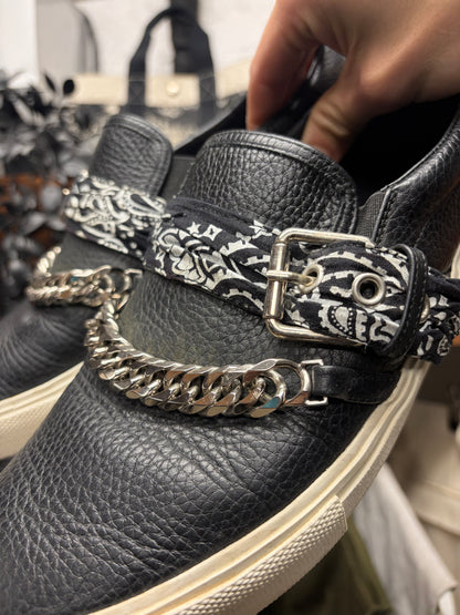Amiri ‘Bandanna Buckle’ Black Leather Slip On Sneakers