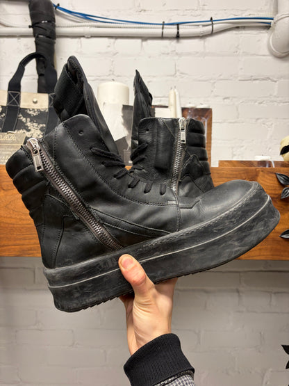Rick Owens ‘Mega Bumper’ Geobasket Black High Top Sneakers