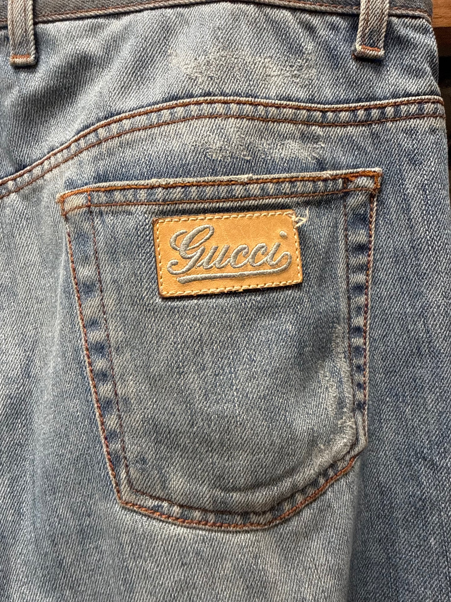 2000s Gucci ‘Washed Blue’ Low Rise Flared Leg Denim