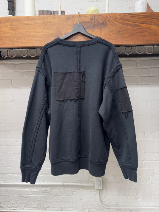 Undercover ‘Raw Patchwork’ Unfinished Black Cotton Sweatshirt