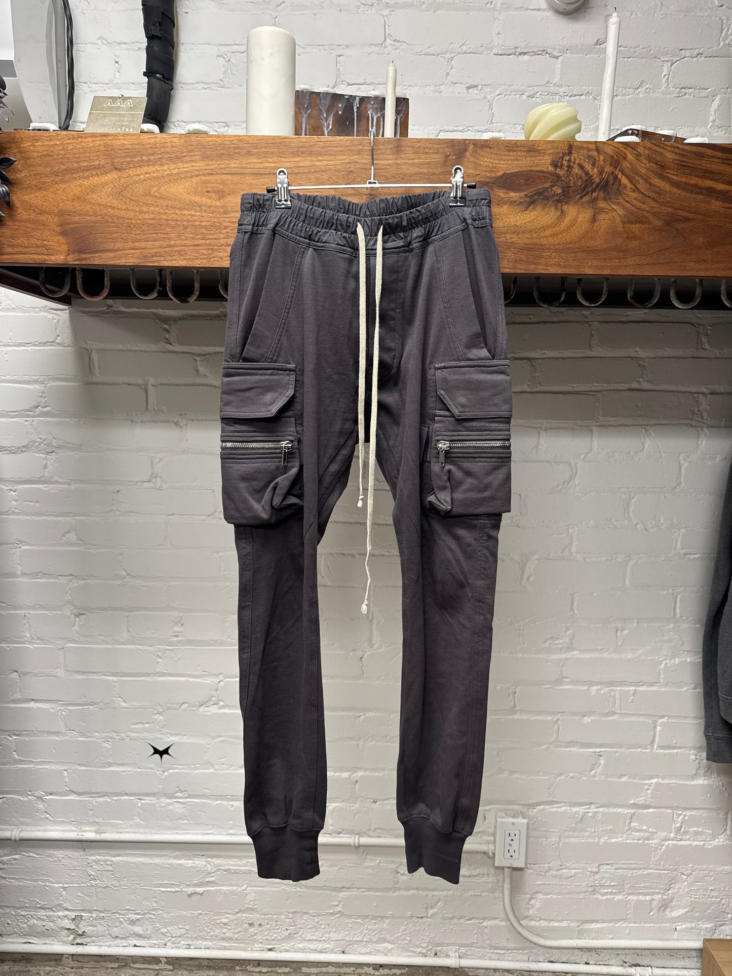 SS22 Rick Owens ‘Phlegethon’ Plum Drawstring Cotton Cargo Joggers