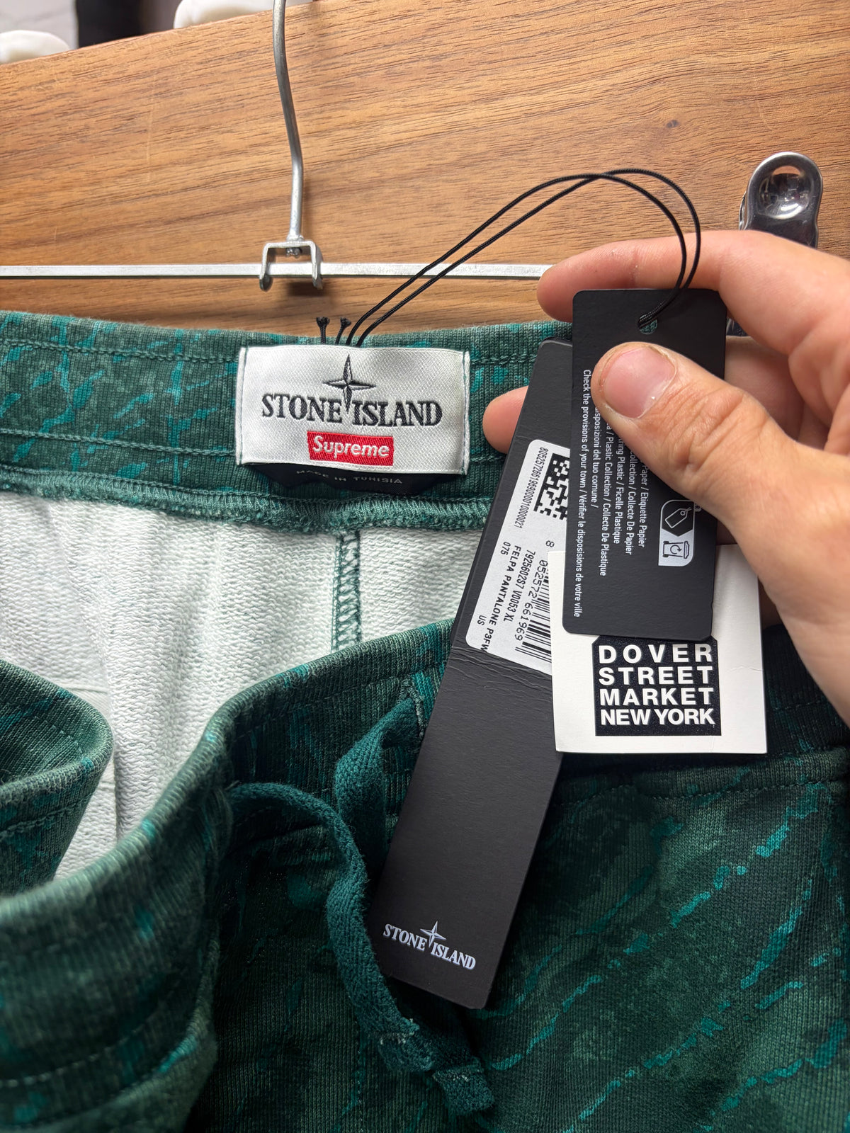 AW2023 Supreme x Stone Island Dark Green Spider Web Sweatpants
