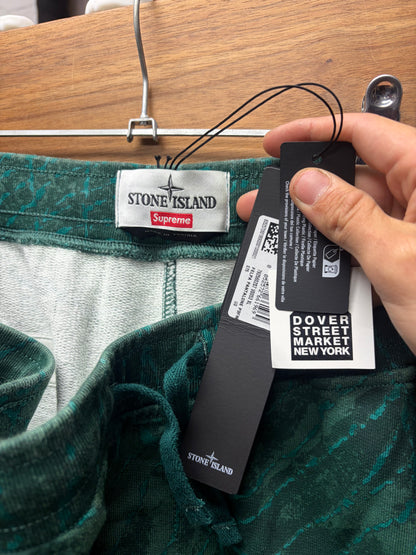 AW2023 Supreme x Stone Island Dark Green Spider Web Sweatpants