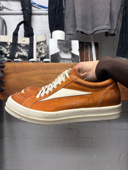 SS2024 Rick Owens ‘Vans’ Clay/Milk Leather Low Top Sneakers