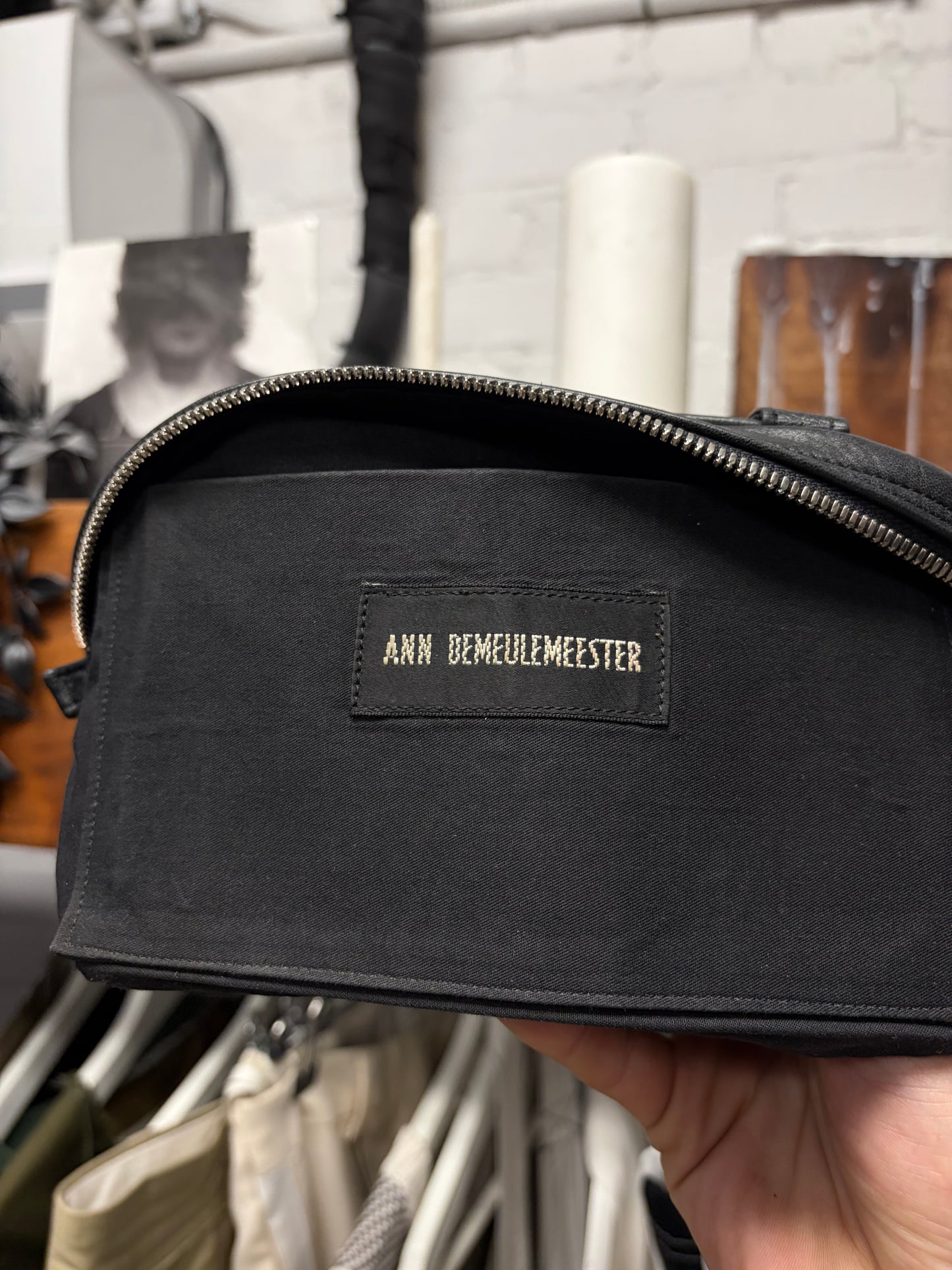 Ann Demeulemeester Miniature Grained Black Leather ‘Bowling’ Bag