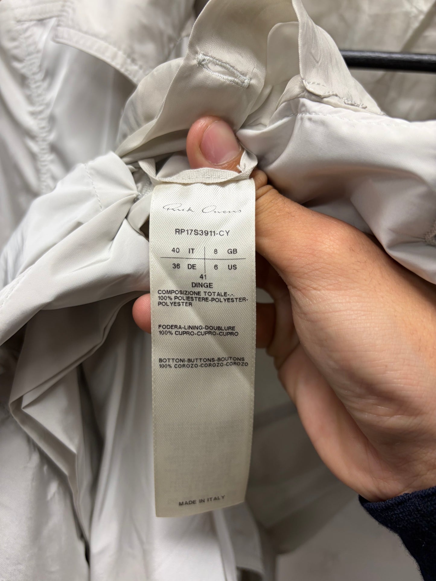 AW2017 Rick Owens ‘Walrus’ Dinge Reflective Shell Belted Trench Coat