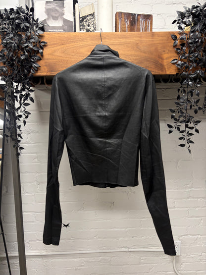 SS2022 Rick Owens ‘Fogachine’ Lambskin Leather ‘Gary’ High Neck Jacket
