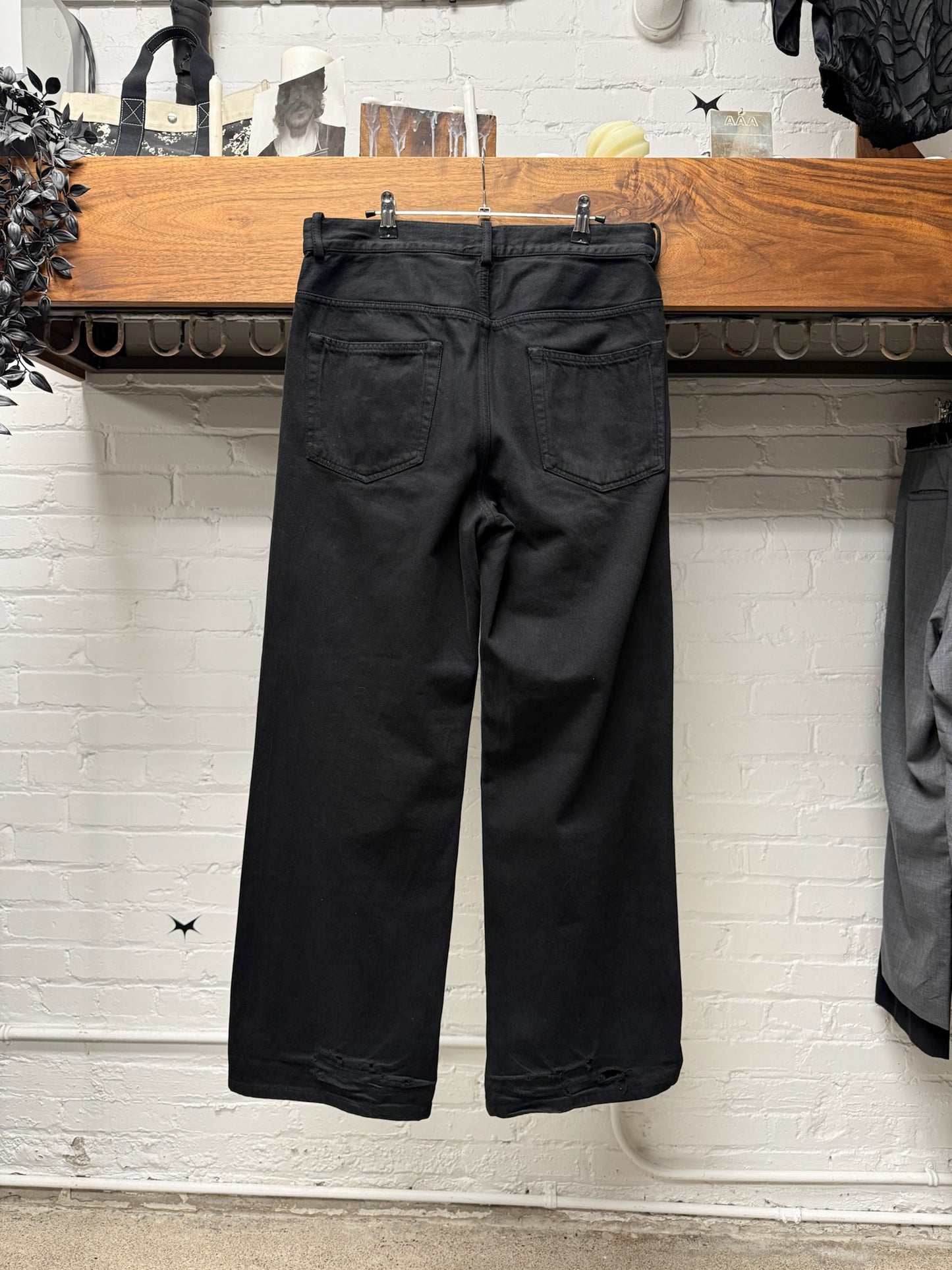 Ann Demeulemeester ‘Claire’ Wide Leg Black Denim