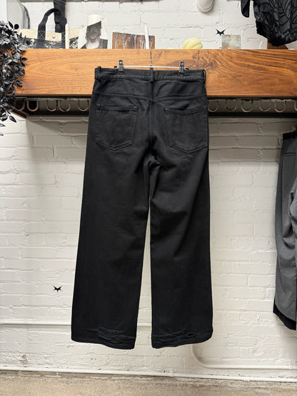 Ann Demeulemeester ‘Claire’ Wide Leg Black Denim