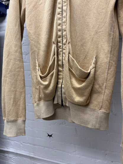 Number (N)ine Tan Brown Zip-Up Waffle Lined Cargo Hoodie