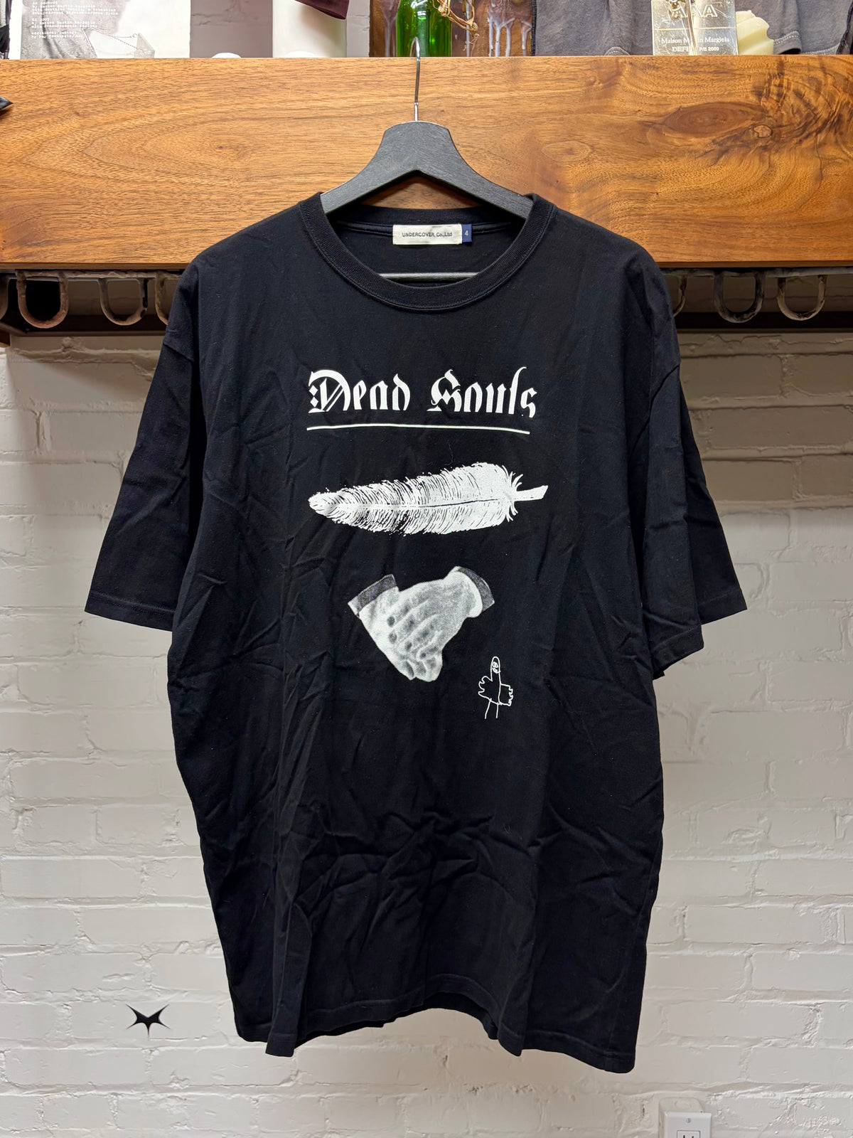 SS2019 Undercover ‘Dead Souls’ Black Feather Graphic T-Shirt