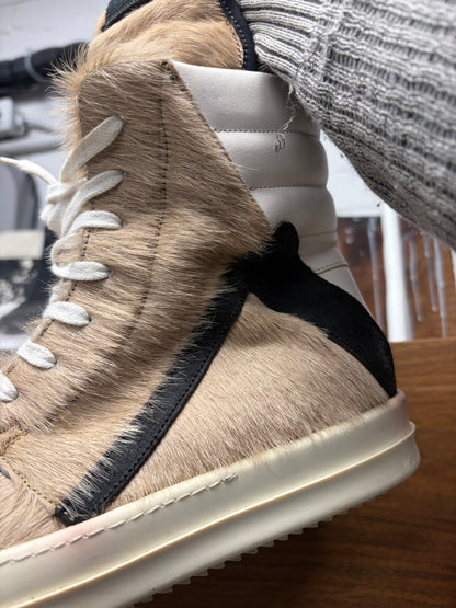 Rick Owens Pony Hair ‘Geobasket’ High Top Sneakers