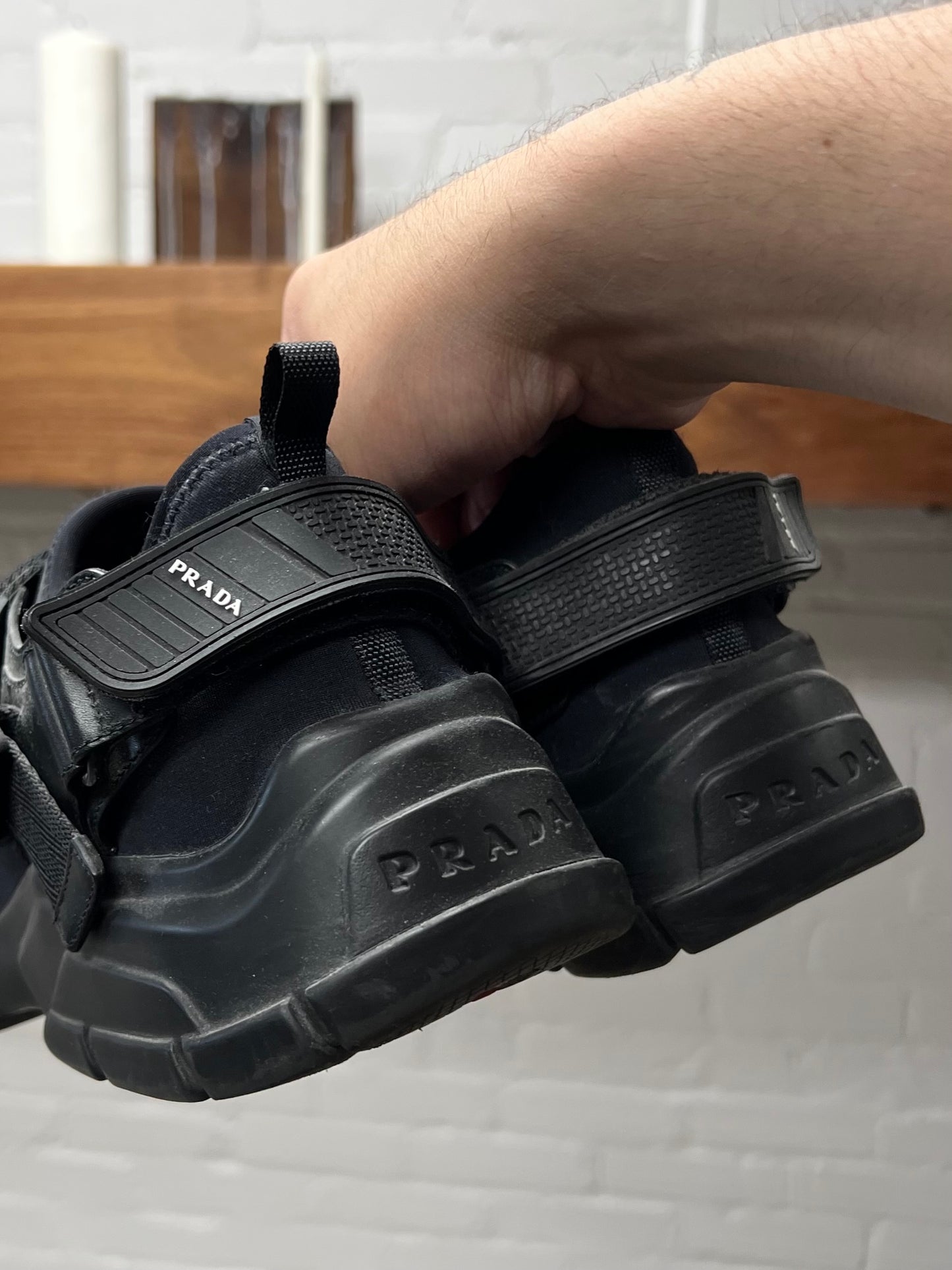 Prada ‘Buckle’ Neoprene Black Strap Low-top Sneakers