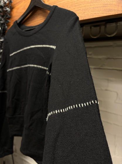 Yohji Yamamoto Y’s Contrast Stitch Black/White Wool Knit Sweater