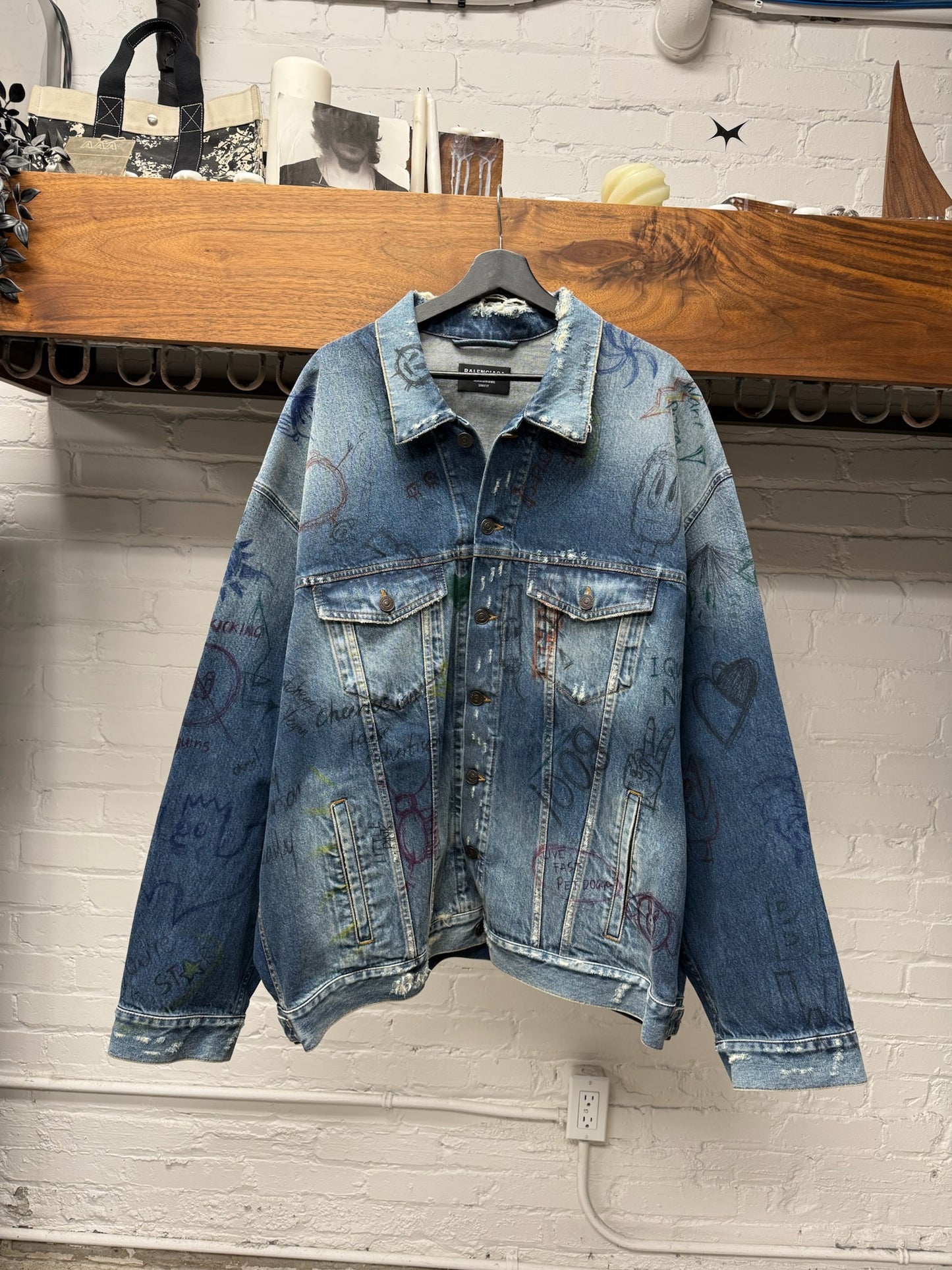 SS2022 Balenciaga ‘Graffiti’ Blue Denim Trucker Jacket