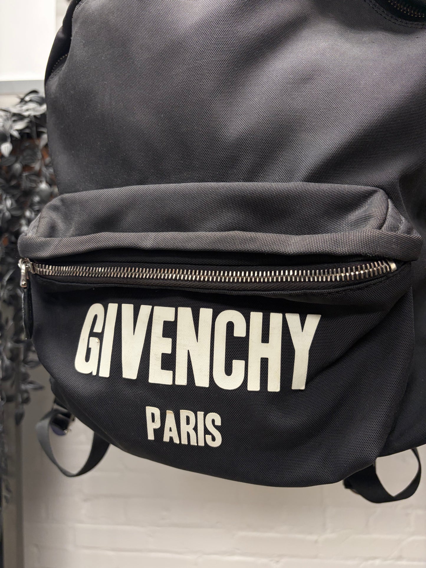 Givenchy Paris Distressed Black Nylon Backpack