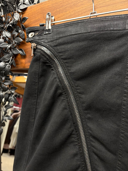 Rick Owens Double Layered ‘Aircut’ Waxed Black Denim Skirt