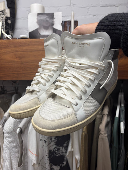 Saint Laurent ‘SL03M’ White Leather Mid Top Casual Sneakers