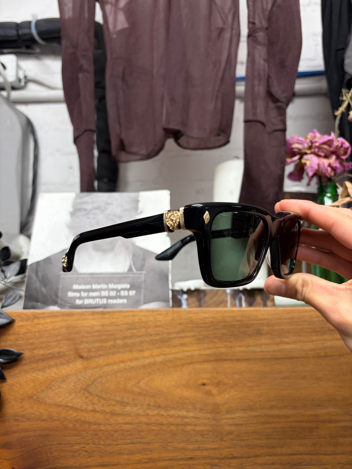 Chrome Hearts ‘Halllamanass’ 18K Gold Box Shape Black Sunglasses