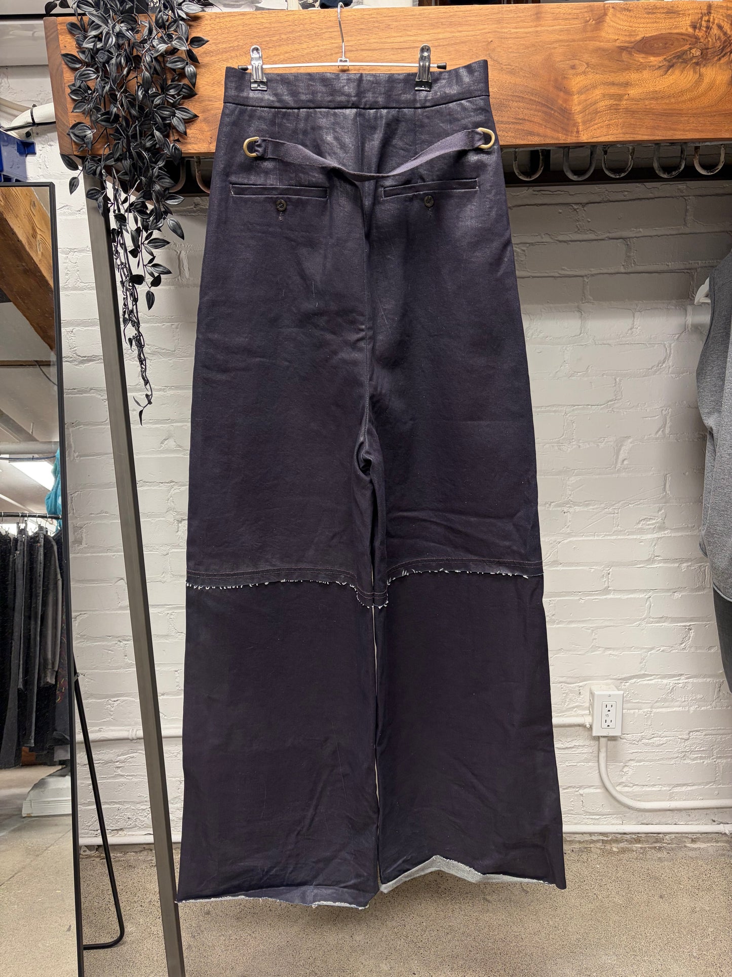 AW2017 Rick Owens ‘Glitter’ Viscontis Coated Plum Wide Leg Denim