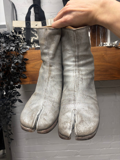 Maison Margiela Painted Silver Platform Heel ‘Tabi’ Split Toe Boots