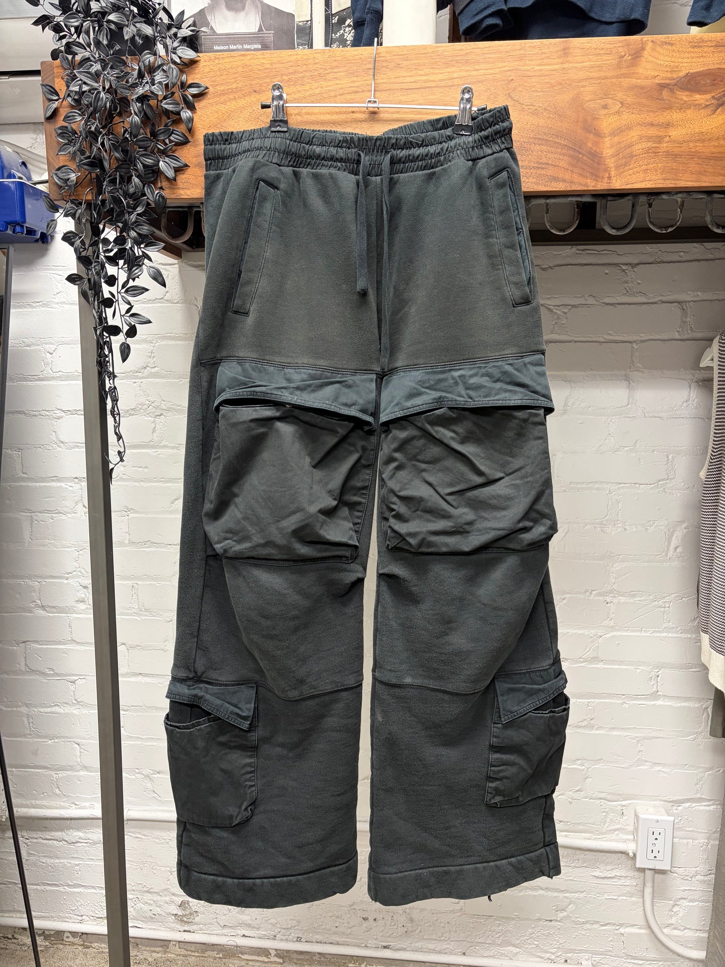 Entire Studios ‘Soot Black’ Utility Cargo Wide Leg Sweatpants