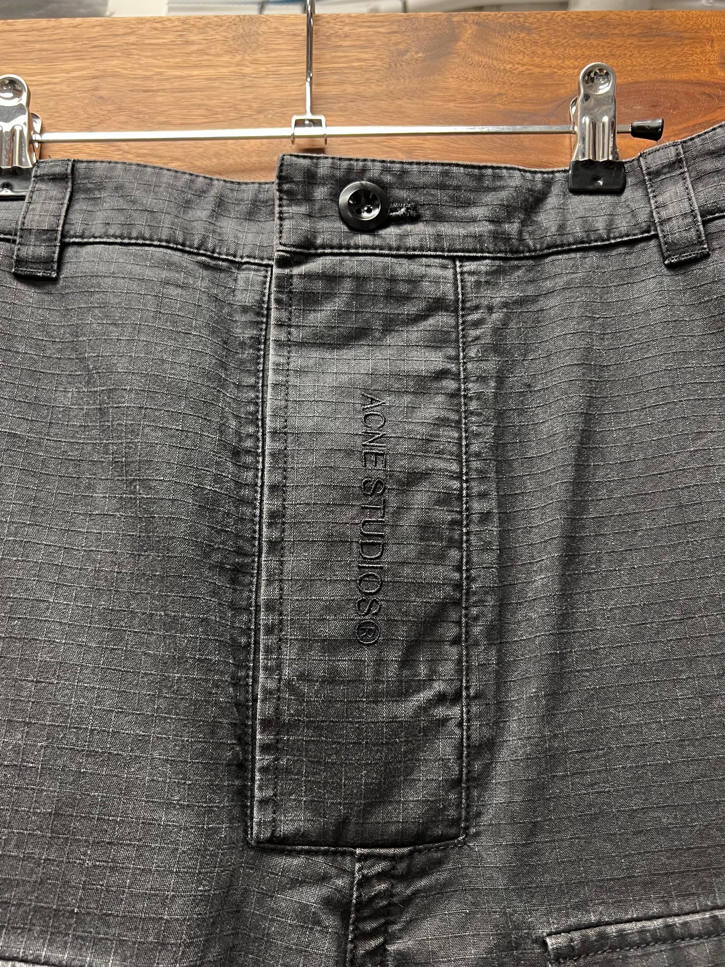Acne Studios Black Ripstop ‘Convertible’ Wide Leg Cargo Pants
