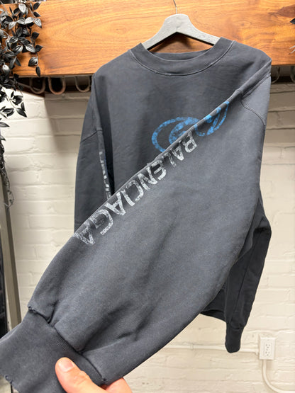 AW2023 Balenciaga ‘Surfer’ Distressed Washed Black Sweatshirt