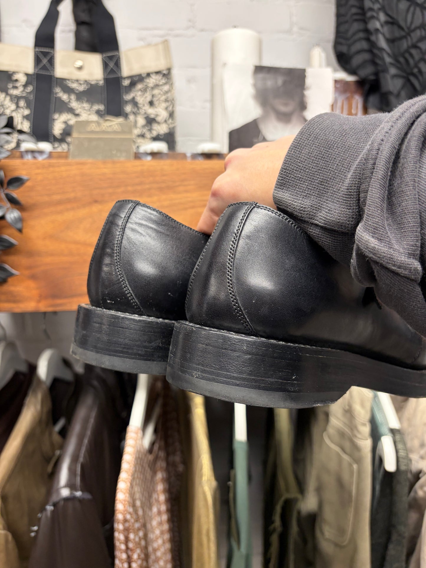 Gucci Double ‘Monk Strap’ Black Calfskin Leather Wood Sole Derbys