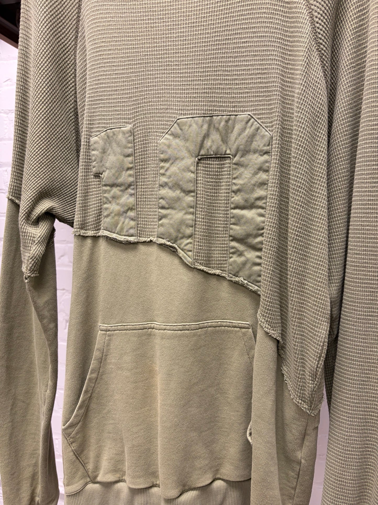 Greg Lauren Reconstructed Thermal Cotton/Crewneck Long Sleeve Shirt