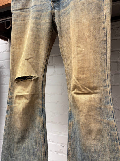 Hysteric Glamour Dirt Washed Blue Flared Leg Denim