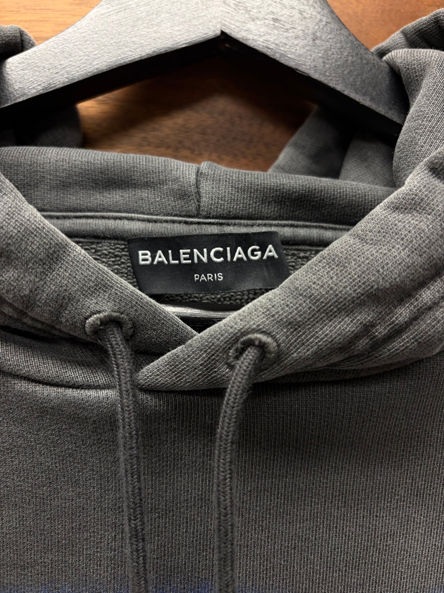 AW2017 Balenciaga ‘Paris Skyline’ Faded Grey Drawstring Hoodie