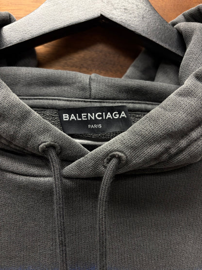 AW2017 Balenciaga ‘Paris Skyline’ Faded Grey Drawstring Hoodie