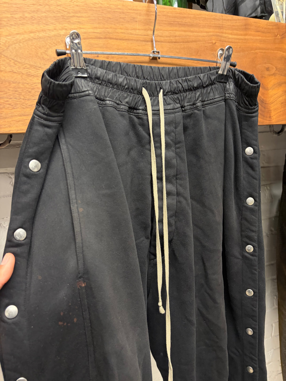 Rick Owens ‘Pusher’ Black Wide Leg Drawstring Sweatpants