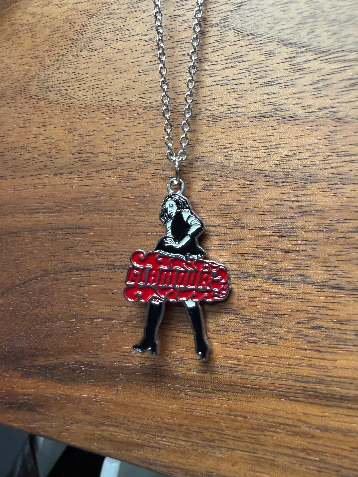 Hysteric Glamour ‘Guitar Girl’ Silver Tone Necklace & Pendant