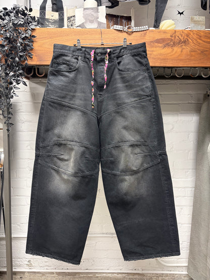 AW2024 Balenciaga ‘Fun Drawstring’ Wide Leg Faded Black Denim