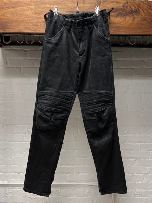 AW1999 Helmut Lang ‘Astro’ Waxed Black Biker Knee Denim