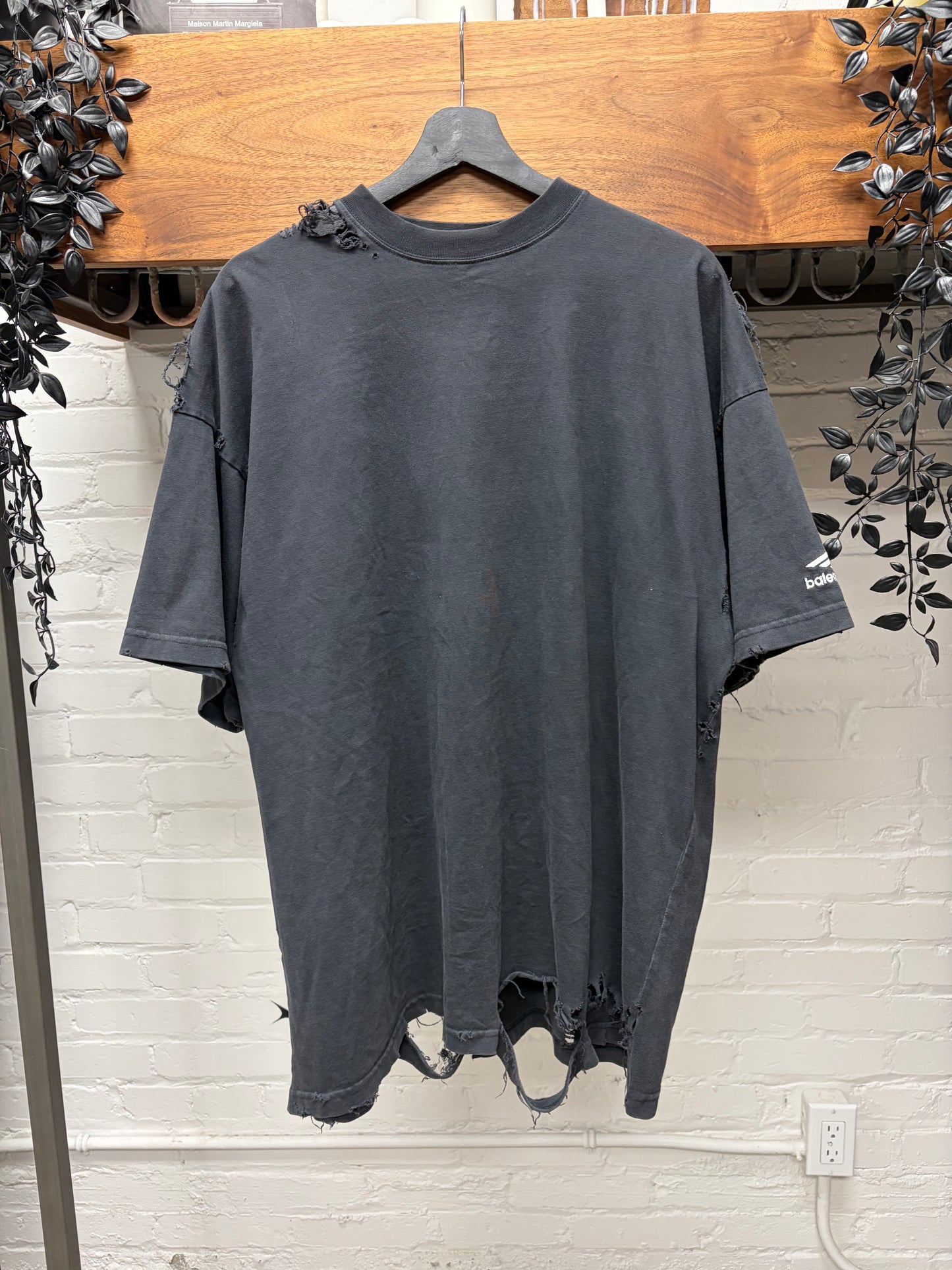 2022 Balenciaga Thrash Distressed ‘Calendar’ Faded Black Oversized T-Shirt
