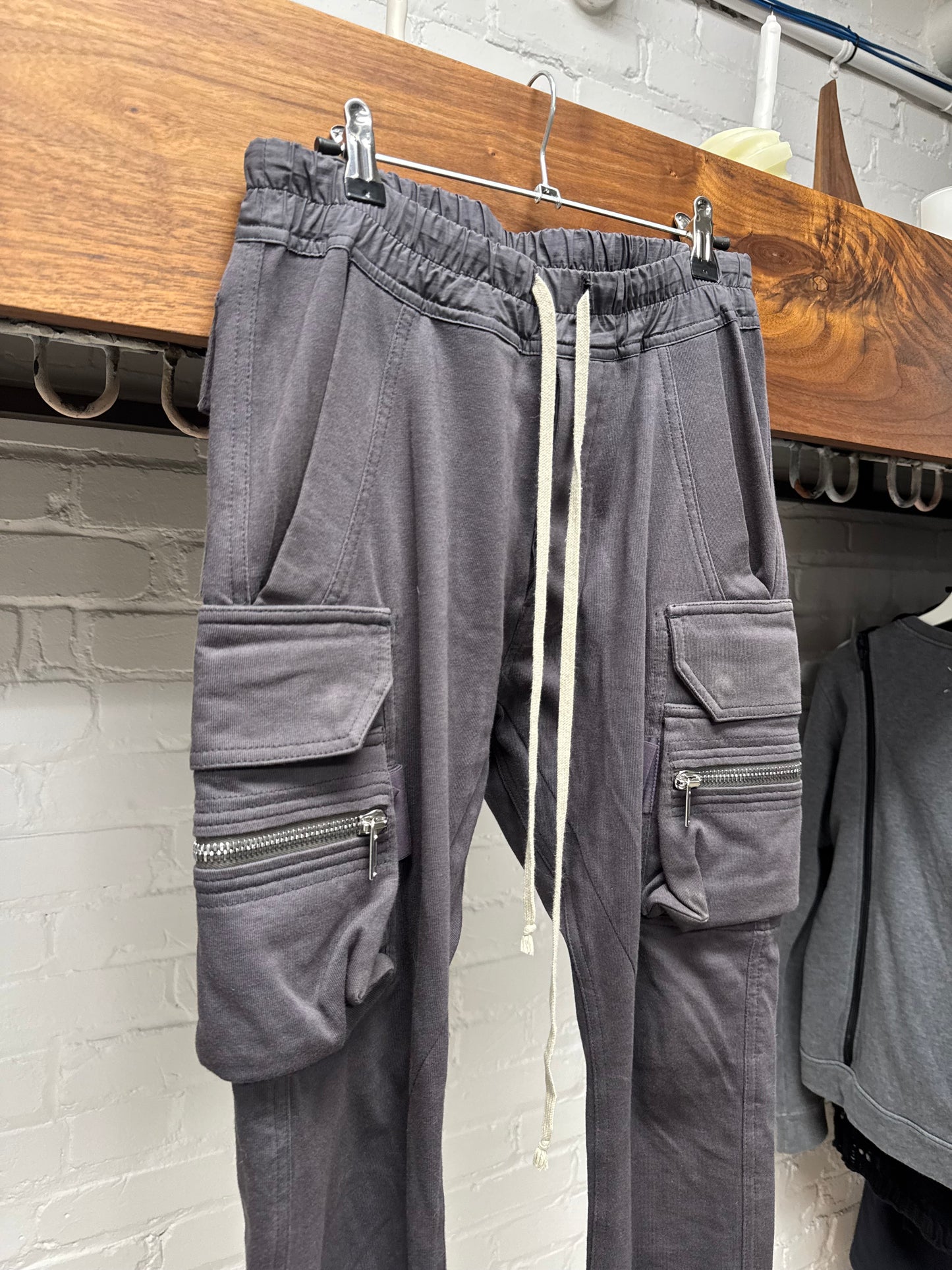 SS22 Rick Owens ‘Phlegethon’ Plum Drawstring Cotton Cargo Joggers