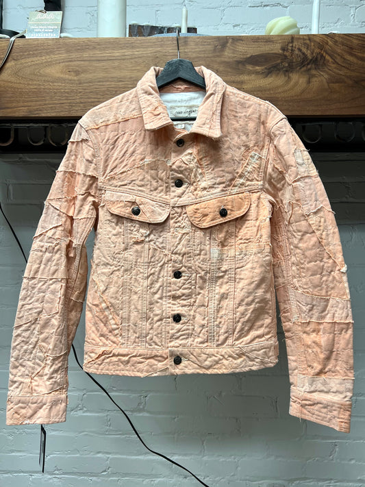 Greg Lauren Pink Denim Reconstructed Denim Jacket